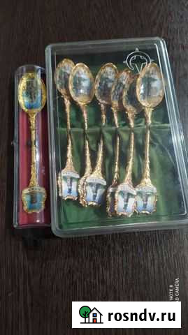 Винтаж;Полдюжины сувенирных чайных ложек с эмалью Подпорожье - изображение 1
