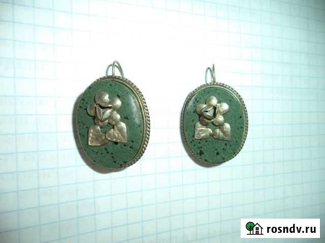 Старинные серьги с натуральным камнем Россошь - изображение 1