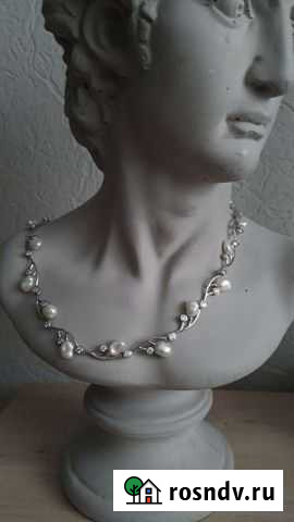 Ожерелье серебряное с фианитами и жемчугом Пермь - изображение 1