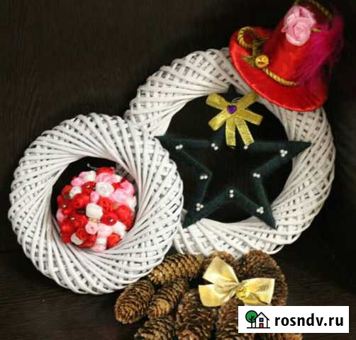 Плетеный новогодний веночек для украшения Майкоп - изображение 1