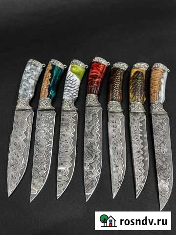 Нож дамасская сталь никелированный Грозный - изображение 1