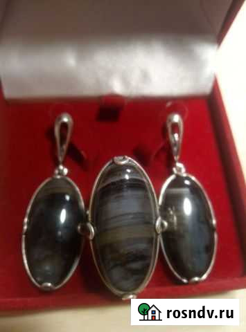 Серьги и перстень с агатом полосатым N2 Иваново - изображение 1
