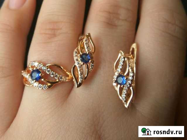 Ювелирный комплект золочение 585 Новосибирск - изображение 1