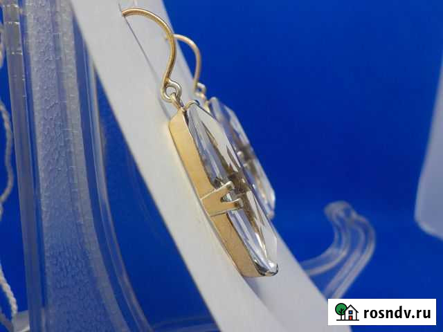 Серьги серебро 875 пробы горный хрусталь Русские Липецк - изображение 1