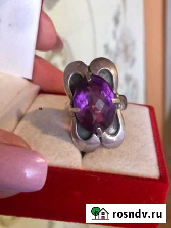 Серебренное Кольцо С Большим Аметистом Тверь - изображение 1