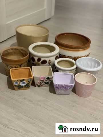 Цветочные горшки, керамические, 2 шт Волжский - изображение 1