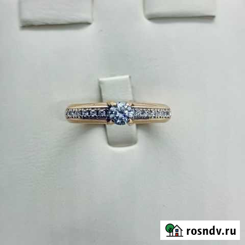 Золотое кольцо с фианитом, 585 проба, размер 18,5 Краснодар - изображение 1