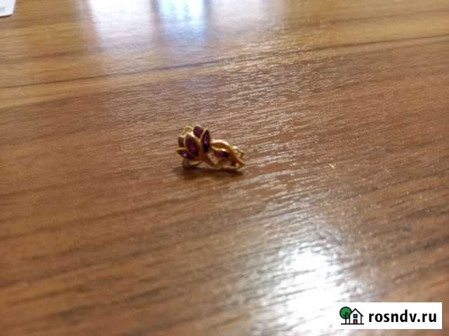 Золотая серёжка рубины и бриллианты Хабаровск - изображение 1