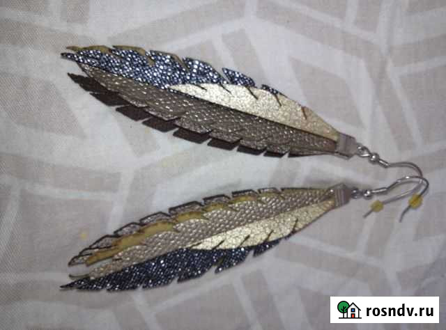 Серьги перья(кожаные) Белгород - изображение 1