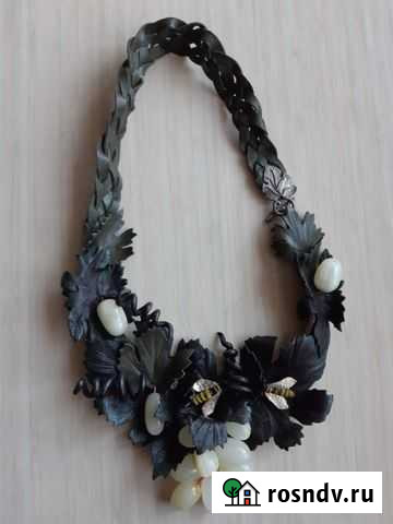 Эксклюзивное кожаное колье ручной работы Омск - изображение 1