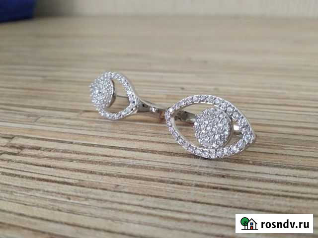 Серьги серебряные с фианитом (новые) Тюмень - изображение 1