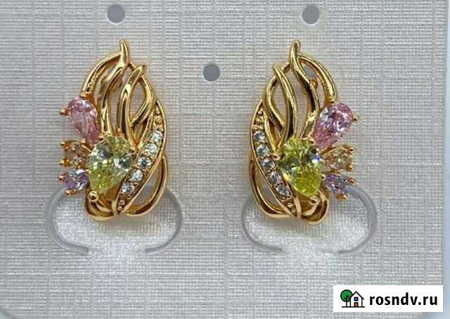 Серьги золочение с фианитами Бийск - изображение 1