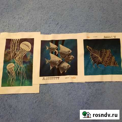 Картины вышитые бисером, триптих, морская тематика Томск - изображение 1