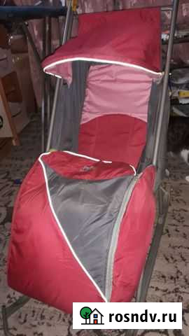 Детские санки коляска с колесами Омск - изображение 1