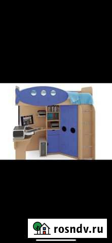 Детская кровать чердак со столом и шкафом Томск - изображение 1