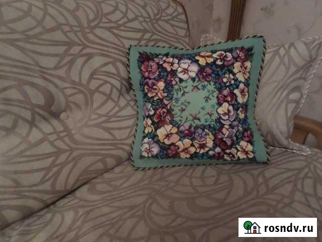 Шикарная вышитая подушка Анютины глазки Самара - изображение 1