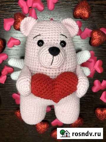 Вязанный медвежонок валентинка Челябинск - изображение 1