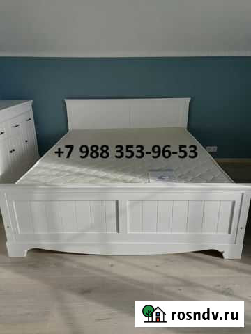 Кровать белая из натурального дерева Крымск - изображение 1