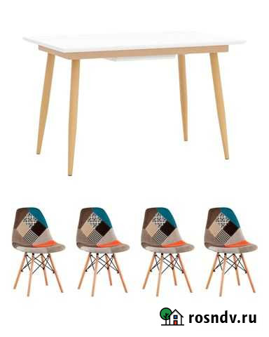 Обеденная группа стол Стокгольм 120-160*80, 4 стул Москва - изображение 1