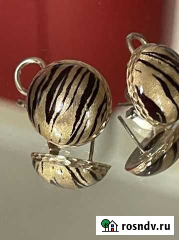 Roberto Bravo. Италия. Золотые серьги с эмалью 585 Ростов-на-Дону - изображение 1