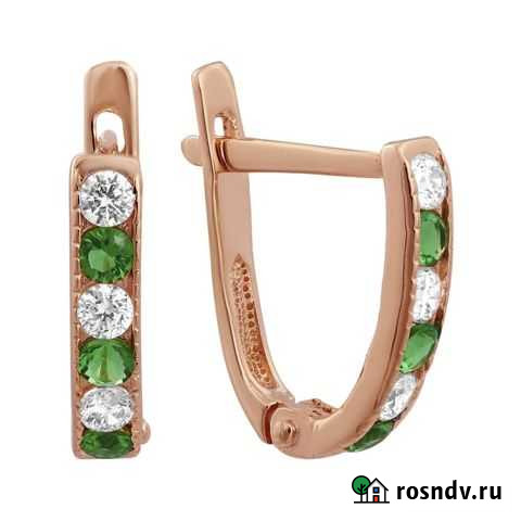 Серьги детские С фианитом из золота 585 пробы Набережные Челны - изображение 1