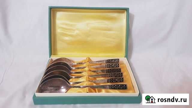 Чайные ложки мельхиор, набор в коробке Бугры - изображение 1