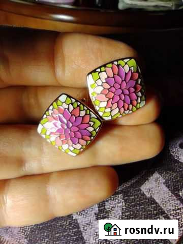 Серебряные серьги с эмалью Севастополь - изображение 1