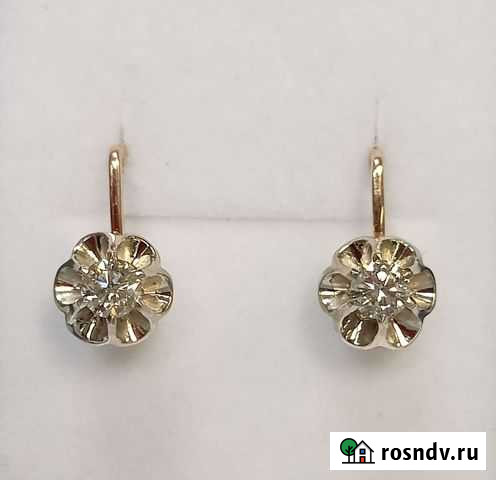 Золотые серьги 583 звезда с бриллиантами Волгоград - изображение 1