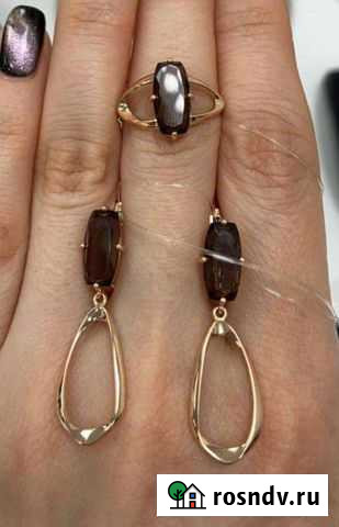 Золотой комплект с раухтопазами Севастополь - изображение 1