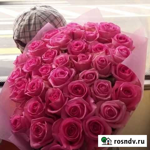 Цветы Розы розовые Букет с доставкой Краснодар - изображение 1