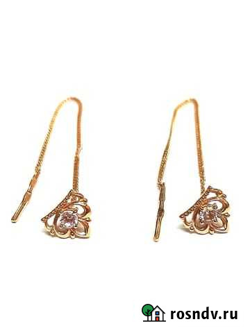 Серьги продевки Золото 585 Красный 1,06г Верхний Уфалей - изображение 1