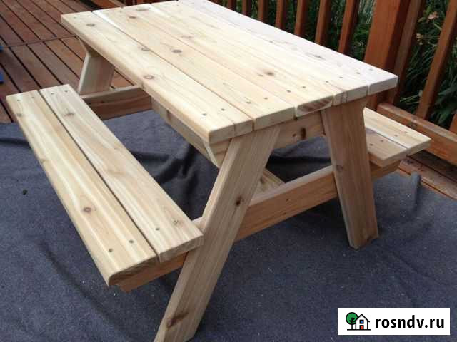 Деревянный стол с скамейками под заказ Чернянка - изображение 1