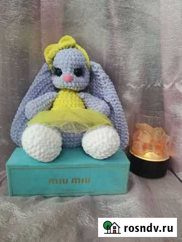 Мягкая игрушка зайка детское ручная работа вязанна Чита - изображение 1