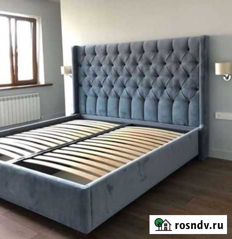 Кровать с каретной стяжкой, с мягким изголовьем Барнаул - изображение 1