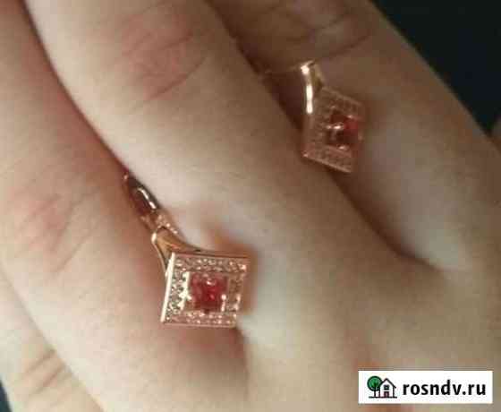Серьги - ромбики золочение 585 Новосибирск