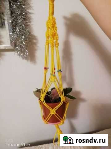 Кашпо-макраме подвесное, новое, ручная работа Ижевск - изображение 1