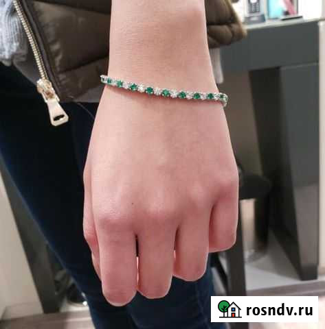 Золотой браслет брилл 1.9 ct изумруды 2.4 ct Новосибирск - изображение 1