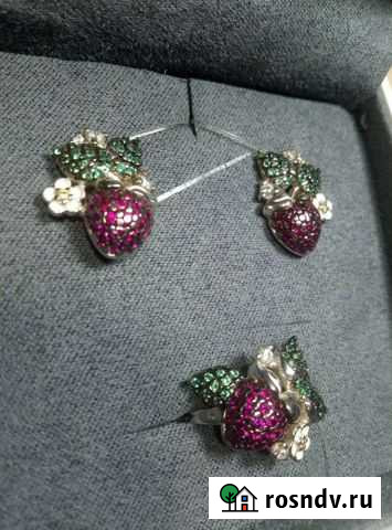 Серебряные серьги и кольцо sokolov Земляника Иваново - изображение 1