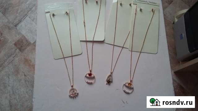 Комплект цепочка и серьги под золото Барнаул - изображение 1