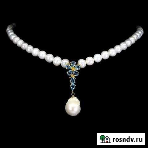 Серебряное колье с жемчугом и топазами Углич - изображение 1