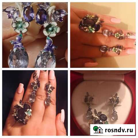 Новый комплект, соколов серебро эмаль фианиты soko Химки - изображение 1