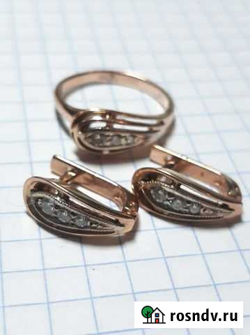 Золотые серьги и кольцо бриллианты Екатеринбург - изображение 1