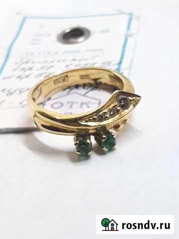 Золотое кольцо 750 проба изумруды, бриллианты Екатеринбург - изображение 1