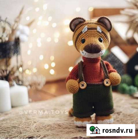 Тигр ручной работы новогодняя игрушка Елец - изображение 1
