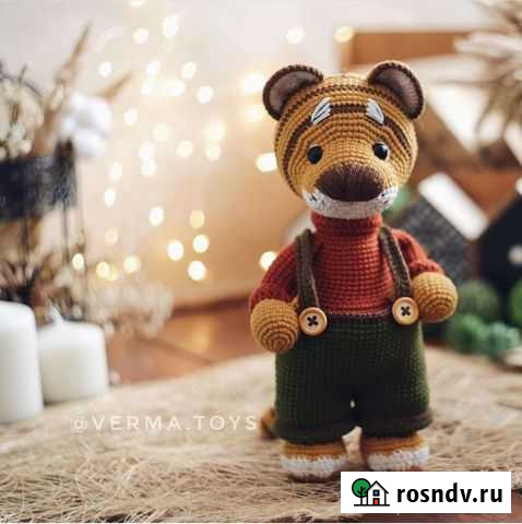 Тигр ручной работы новогодняя игрушка Елец - изображение 1