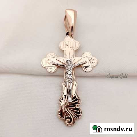 Золотой крест классический с алмазной гранью Ростов-на-Дону - изображение 1