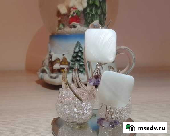 Серьги белый перламутр и аметист Краснодар - изображение 1