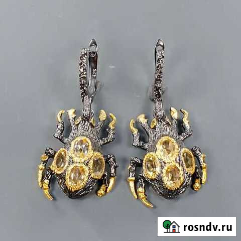 Серьги Жуки с цитринами Мурманск - изображение 1