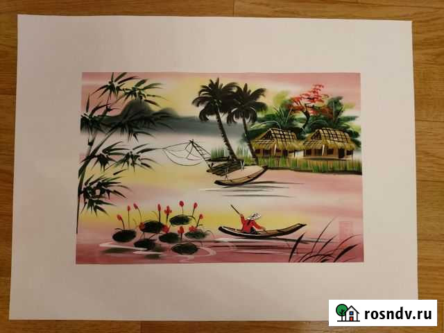 Картина на шелке 45/34 см Мурманск - изображение 1