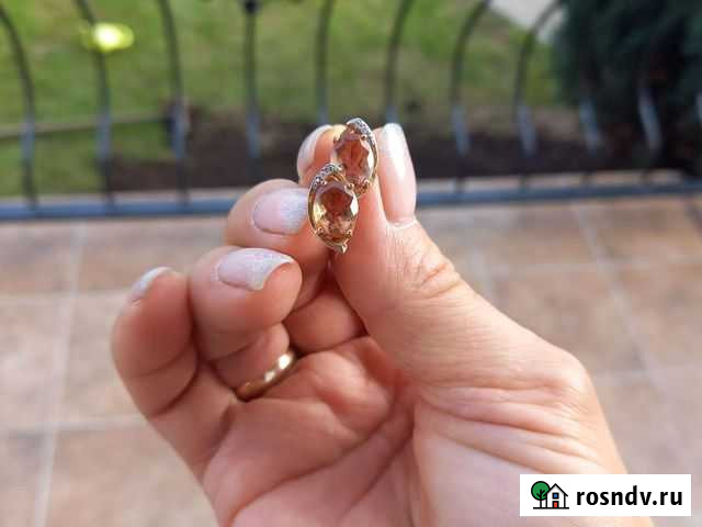 Золотые серьги с султанитом Луховицы - изображение 1